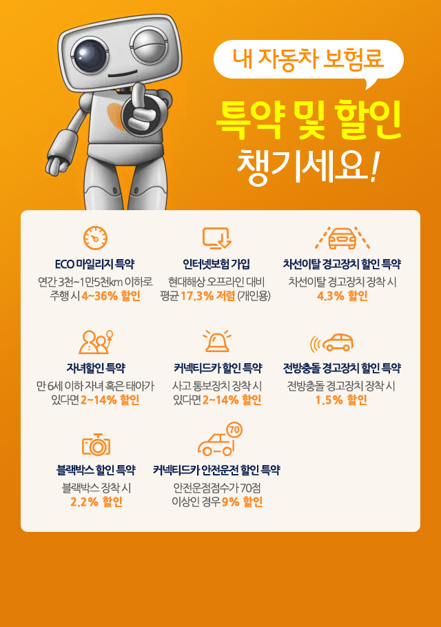 내 자동차 보험료 특약 및 할인 챙기세요!